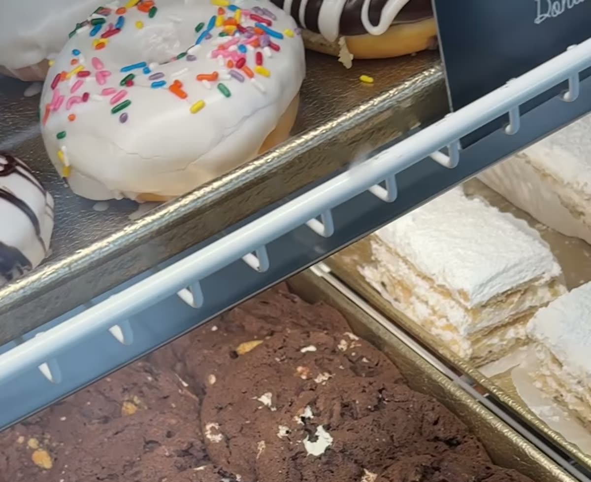 Vicky Bakery cookie and donut display.